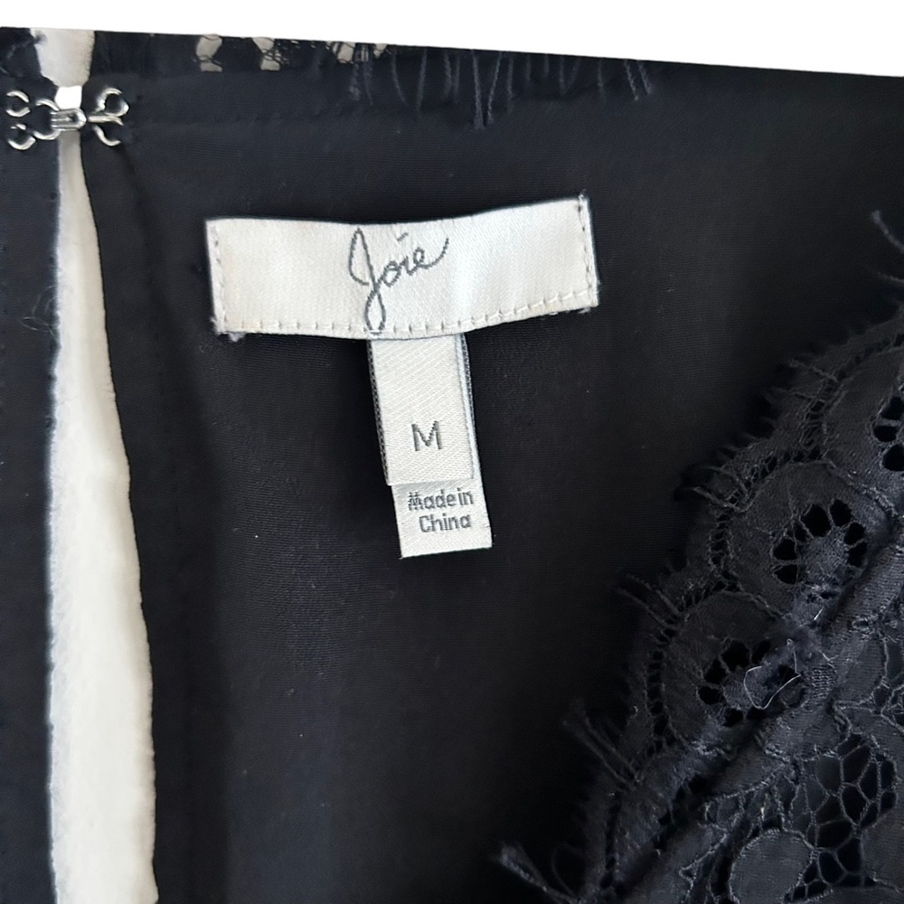 Joie Lebanon Black V-Neck Eyelash Sleeveless Womens Cocktail Lace Dress Size M - Picture 7 of 15